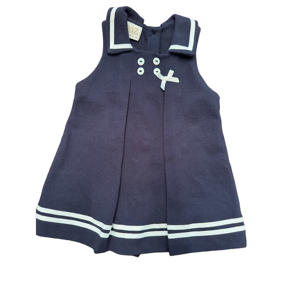 Paz sleeveless navy white baby dress (nautical) size 6 months EUC/worn once